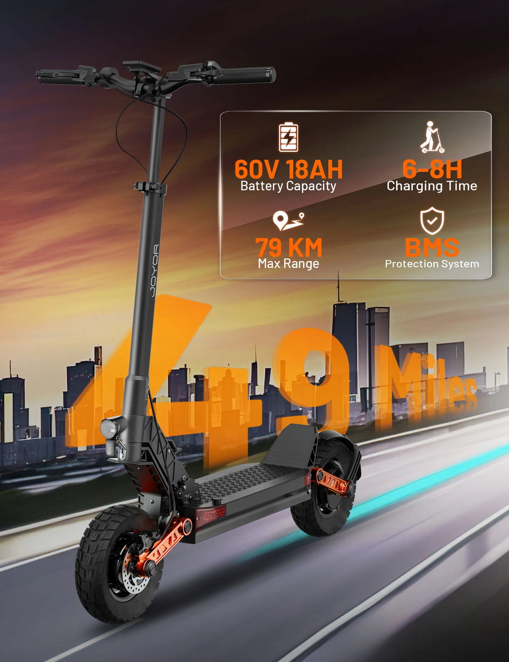 E-scooter 1000W*2 Motor 60V18Ah Escooter 10 Inch Off Road Tire Off Road Electric Scooter