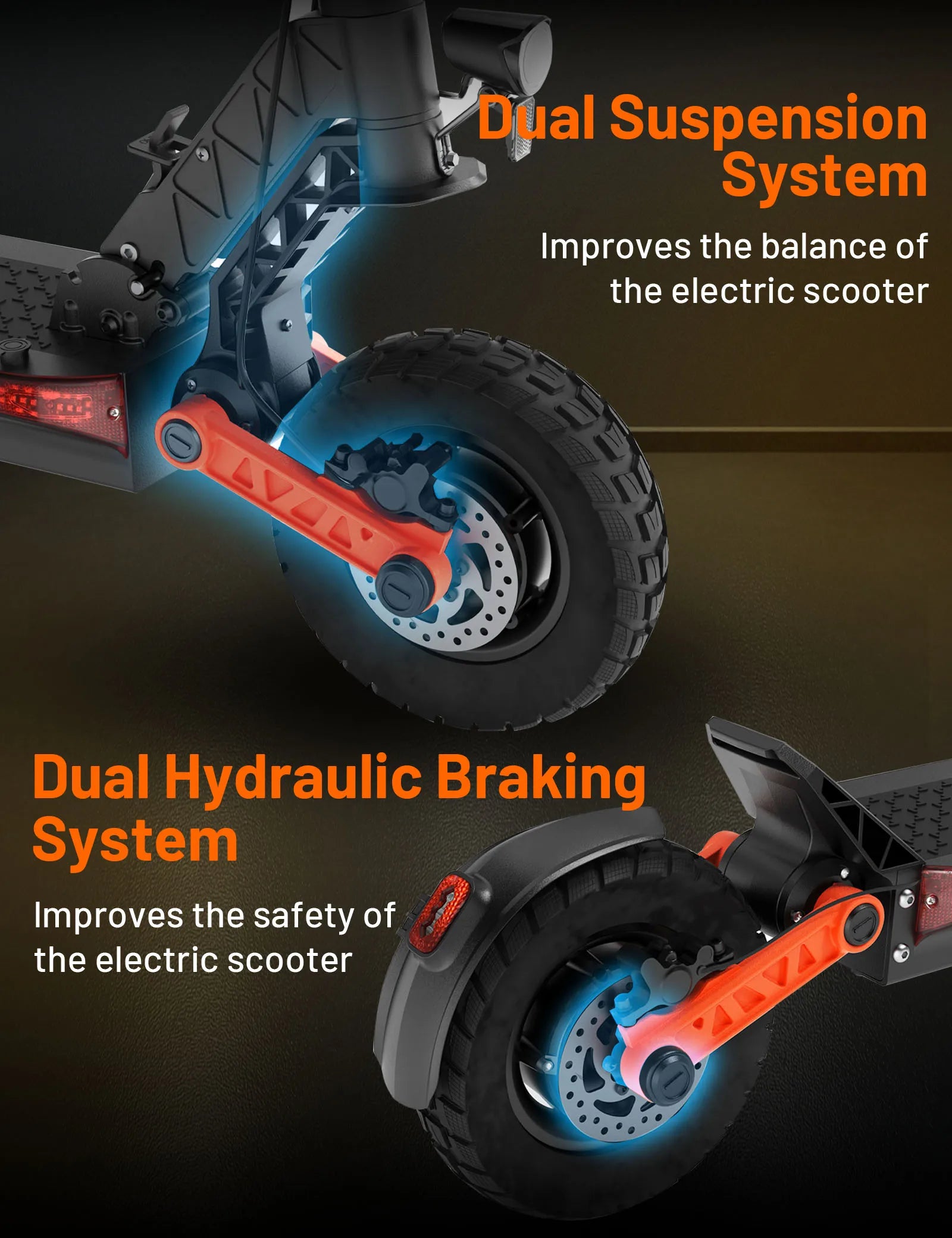 E-scooter 1000W*2 Motor 60V18Ah Escooter 10 Inch Off Road Tire Off Road Electric Scooter